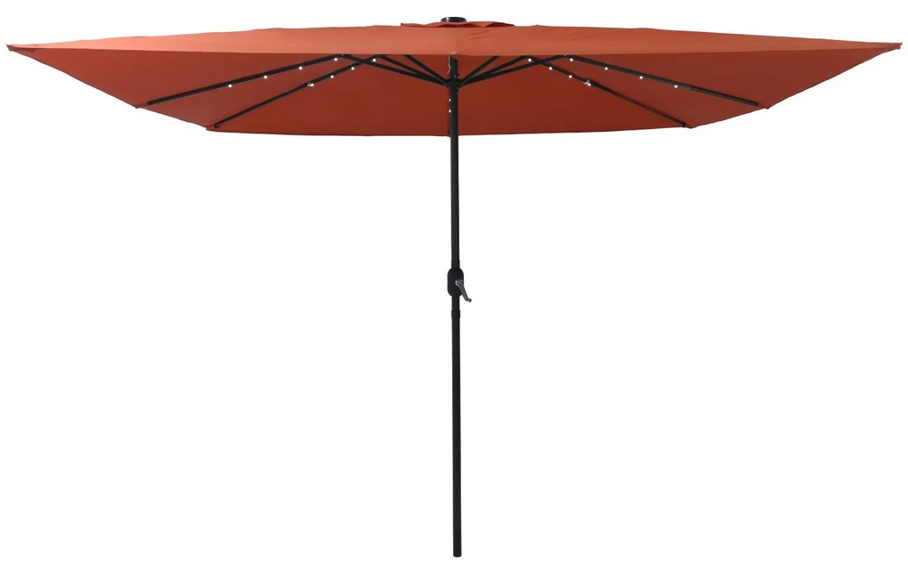 Parasol de Jardim Quadrado vidaXL com Luzes LED 295x245 cm Terracota