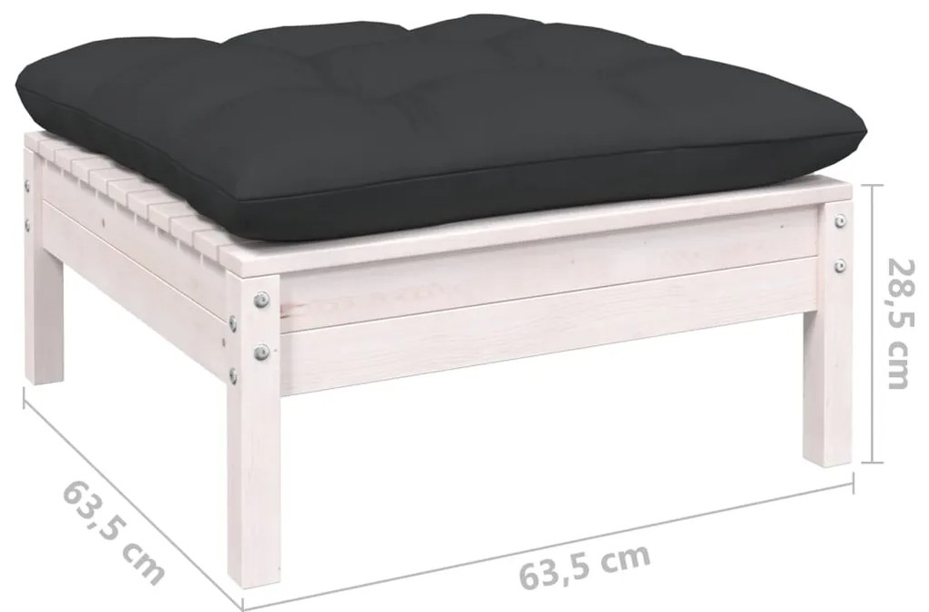 10 pcs conj. lounge de jardim c/ almofadões pinho maciço branco
