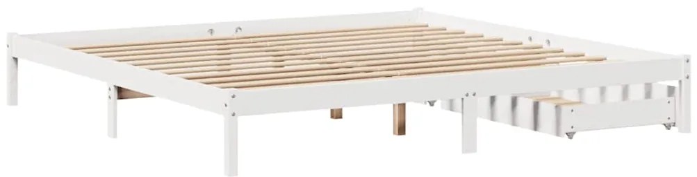 Cama sem colchão 200x200 cm madeira de pinho maciça branco