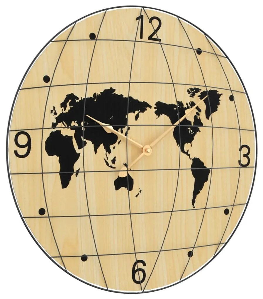 Relógio de parede Ø50 cm derivados de madeira amarelo e preto