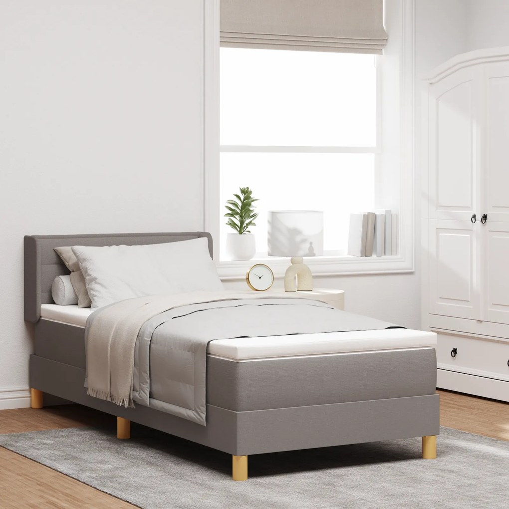 vidaXL Cama Box Spring com Colchão Taupe - 100 x 200 cm - Tecido