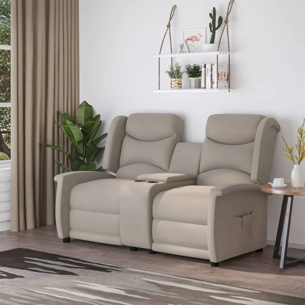 vidaXL Sofá reclinável 2 lugares tecido microfibra cinzento-claro