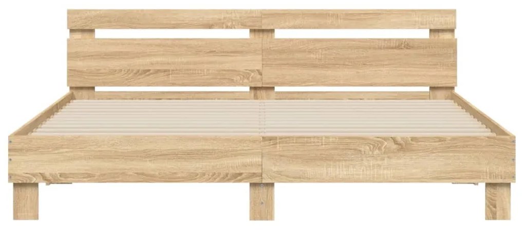 Estrutura cama c/ cabeceira/luzes LED 180x200cm carvalho sonoma