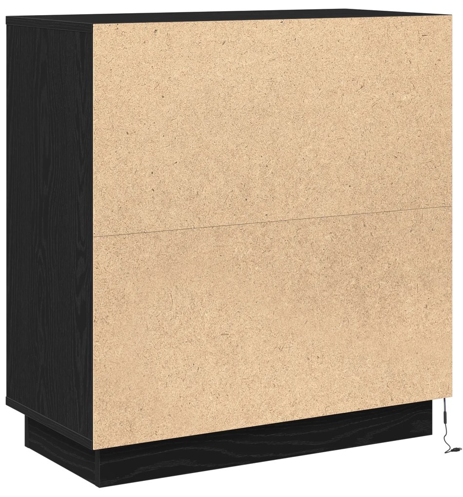 Aparador vidaXL com LED em Carvalho Preto 71x34,5x75 cm em Madeira Eng