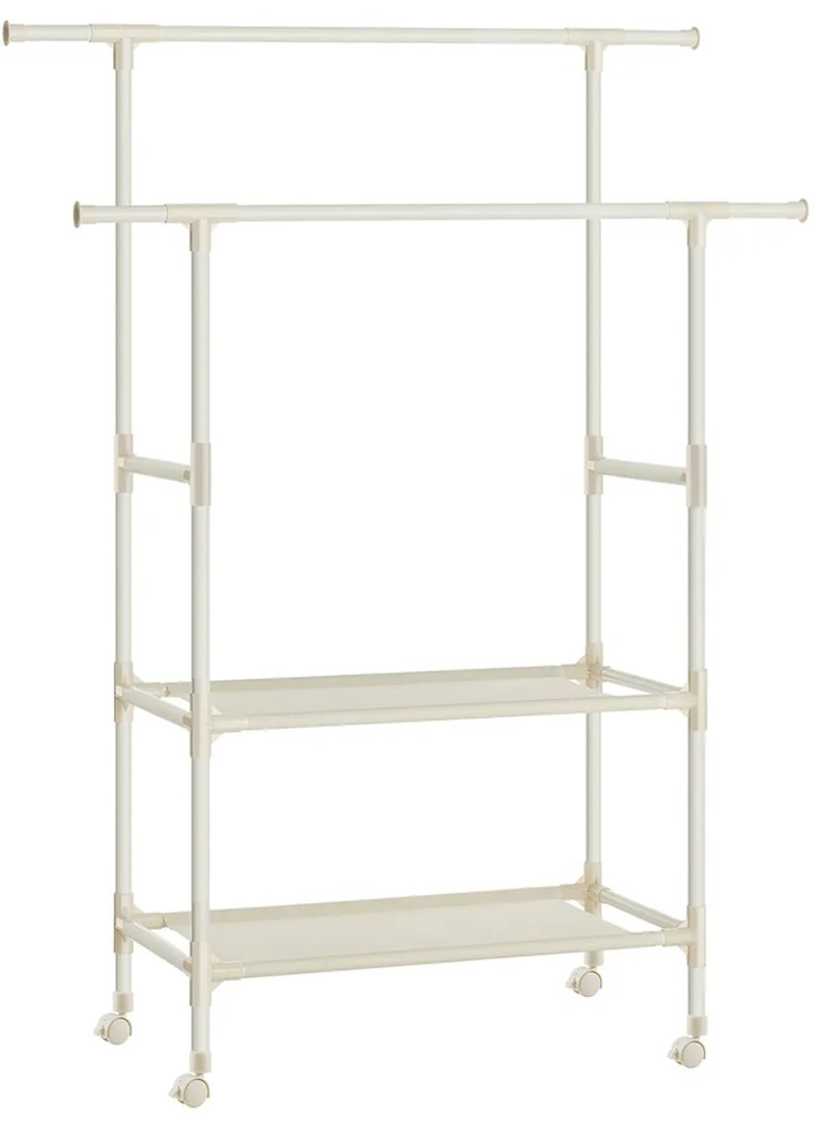 Cabide Guarda Roupa com 2 varões para roupa em metal 113 x 45 x 176 cm branco