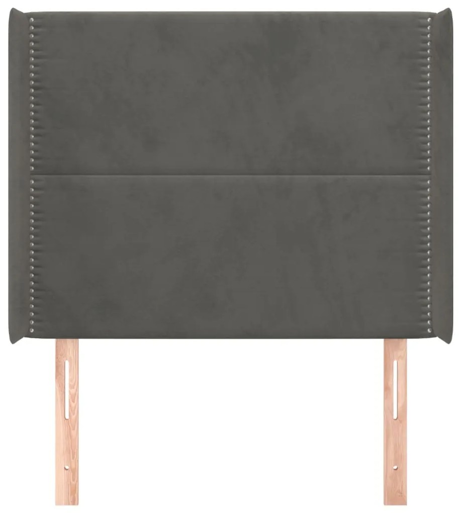 Cabeceira cama c/ abas veludo 93x16x118/128 cm cinzento-escuro