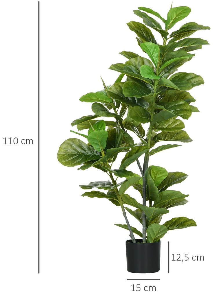 Conjunto de 2 Plantas Artificiais Ficus 110 cm com 90 Folhas Musgo e Vaso Planta Artificial Decorativa para Interior e Exterior Verde