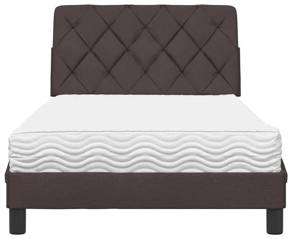 Cama com colchão 100x200 cm tecido castanho-escuro