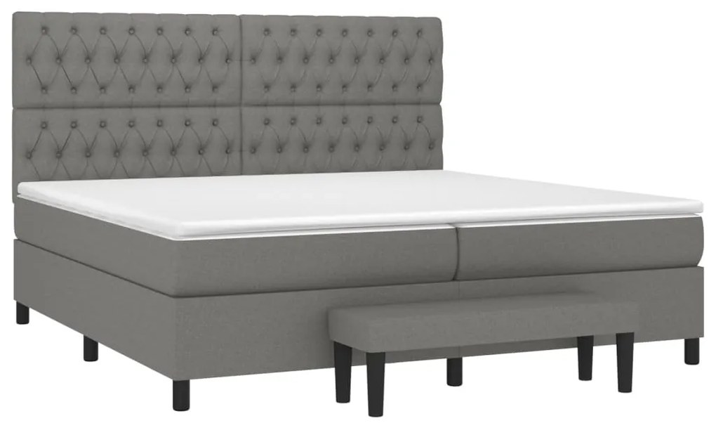 Cama com molas/colchão 200x200 cm tecido cinzento-escuro