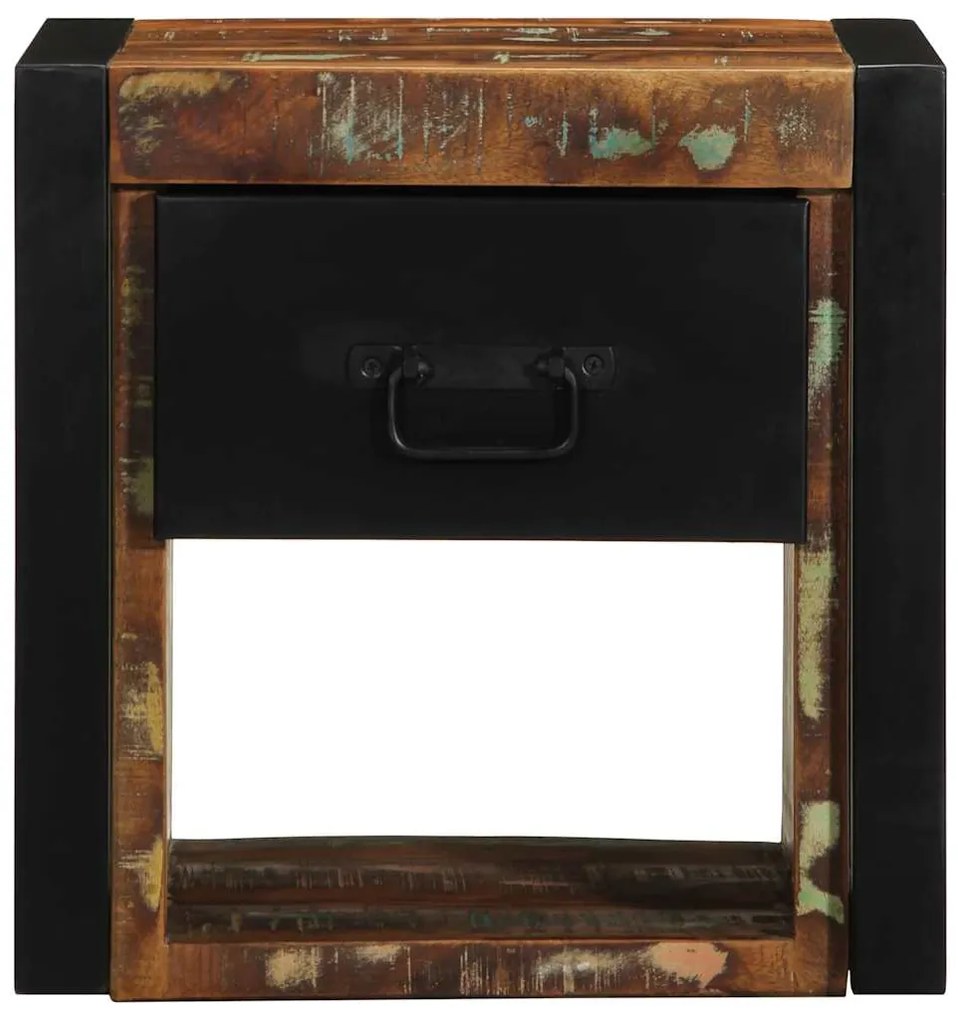 Mesa de cabeceira multicor 40x35x40cm madeira maciça recuperada