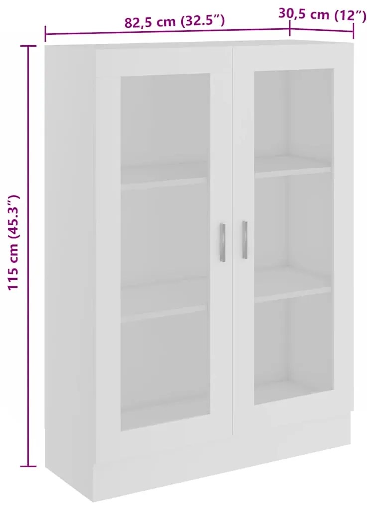 Armário vitrine 82,5x30,5x115 cm derivados de madeira branco