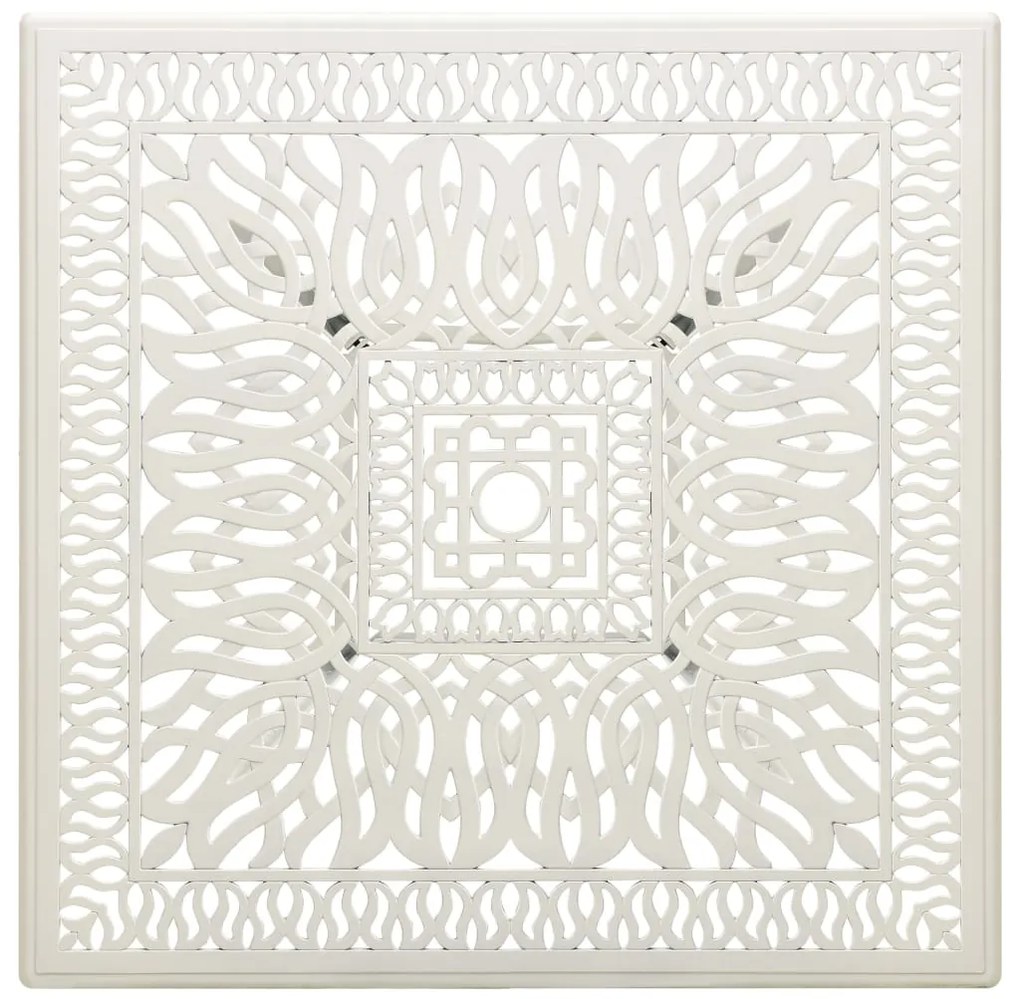 Mesa de jardim 90x90x73 cm alumínio fundido branco