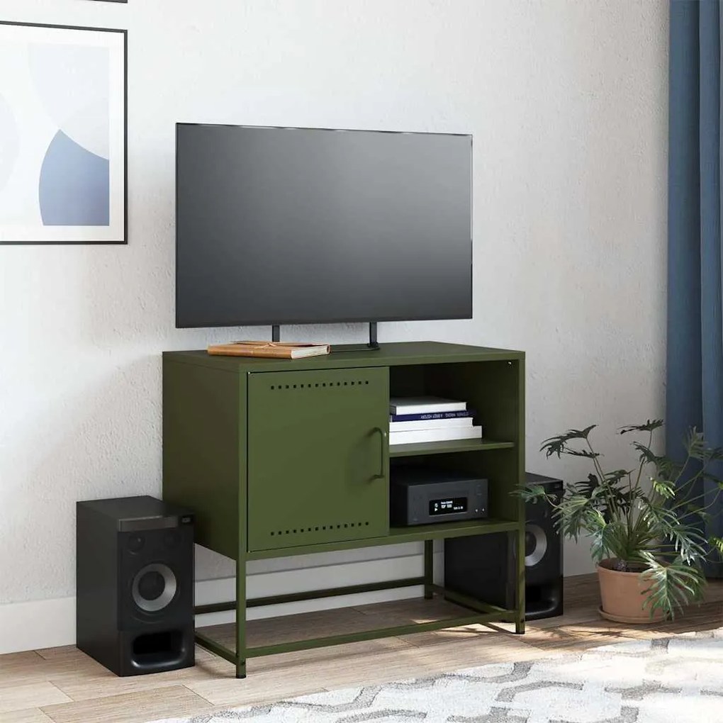 Móvel de TV 68x39x60,5 cm aço verde azeitona