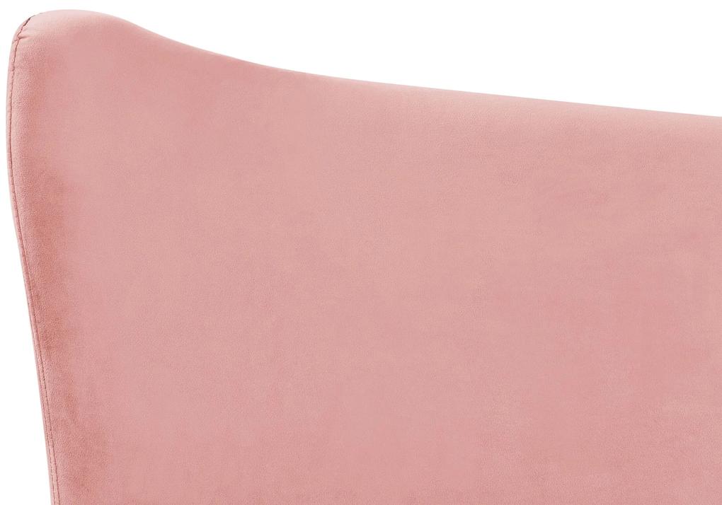 Cama de casal em veludo rosa 160 x 200 cm CHALEIX Beliani