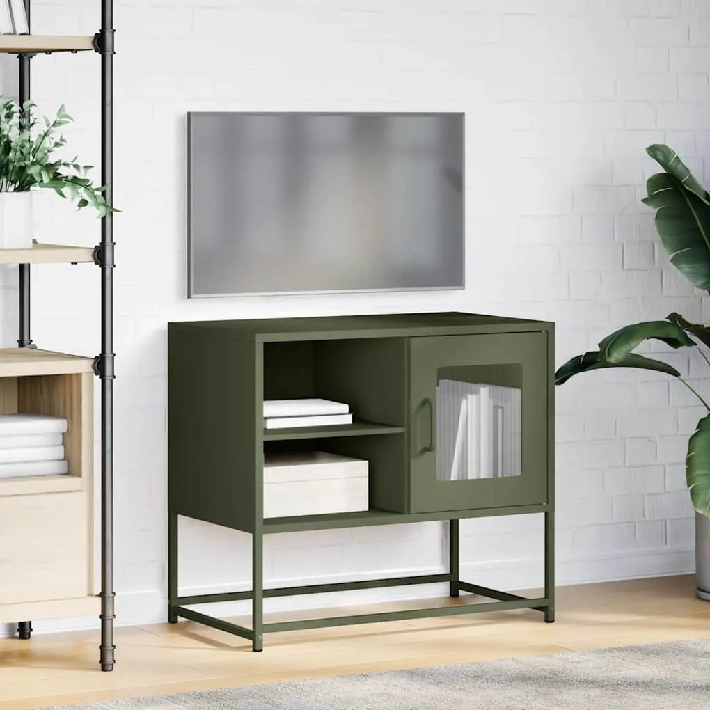 Móvel de TV 68x39x60,5 cm aço verde azeitona