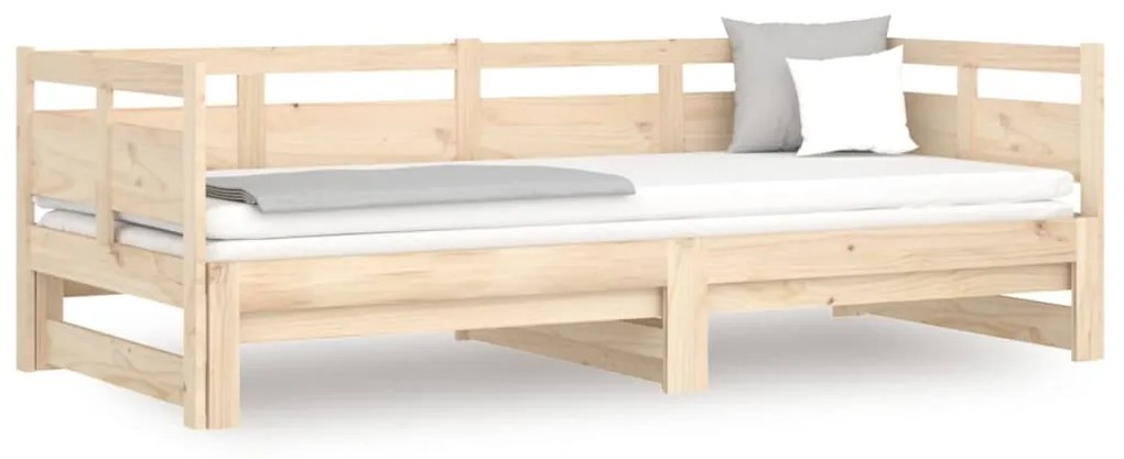 Sofá-cama de puxar pinho maciço 2x(90x190) cm