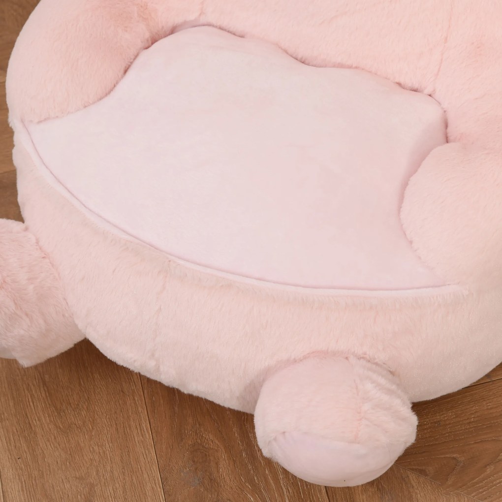 HOMCOM Sofá em forma de coelho para crianças acima de 18 meses com apoio de braços e almofada antiderrapante 60x50x59cm Rosa