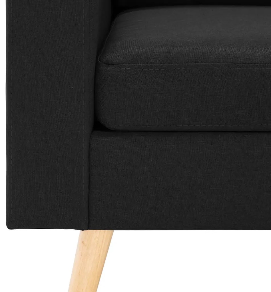 Sofá Ginger Chaise Longue -  Cor Preto - De 3 Lugares - Tecido Suave a