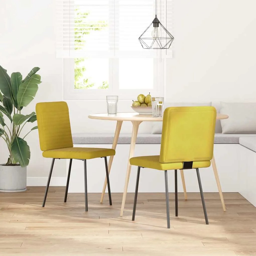 Cadeiras de jantar 2 pcs veludo amarelo