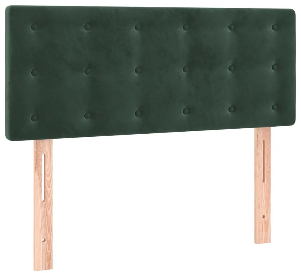 Cama com molas/colchão 90x200 cm veludo verde-escuro