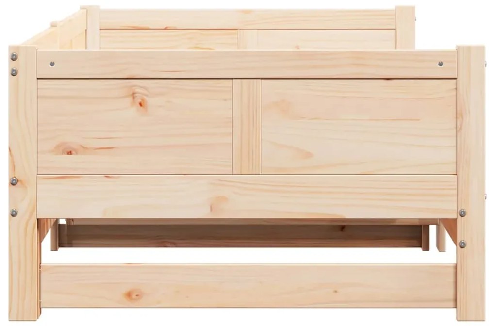 Cama de Dia Extensível 90x200 cm de Madeira Maciça de Pinho