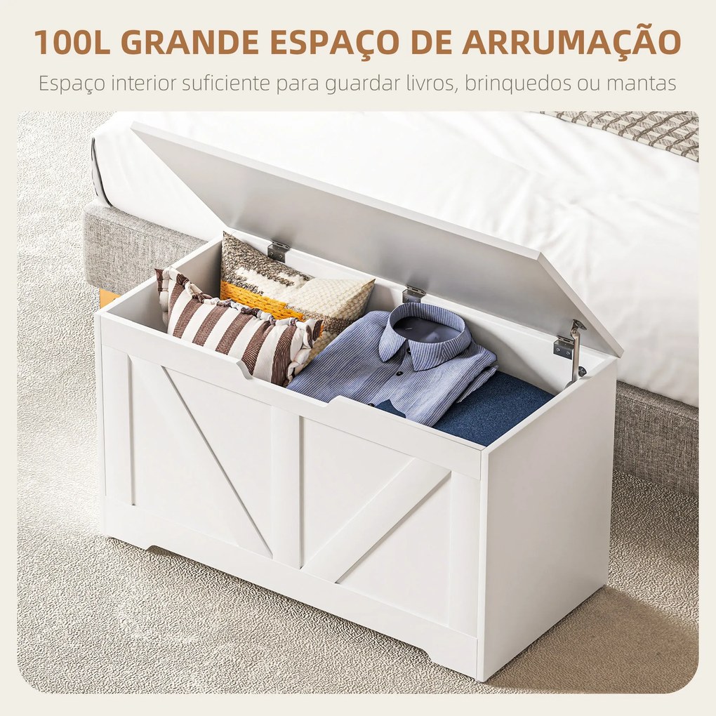 Baú de Armazenamento para Dormitório 100L Baú de Arrumação com Tampa B