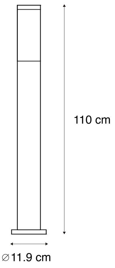Candeeiro de poste exterior moderno em aço 110 cm IP44 - Rox