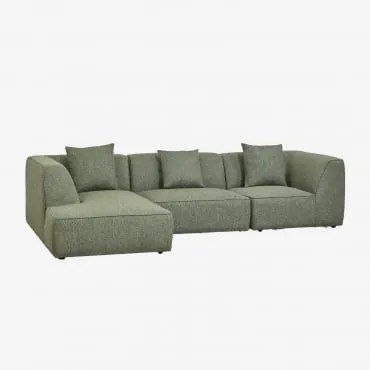 Sofá Modular Chaise Longue Esquerdo De 3 Peças Estofado Cardea Bouclé Verde Sálvia - Sklum
