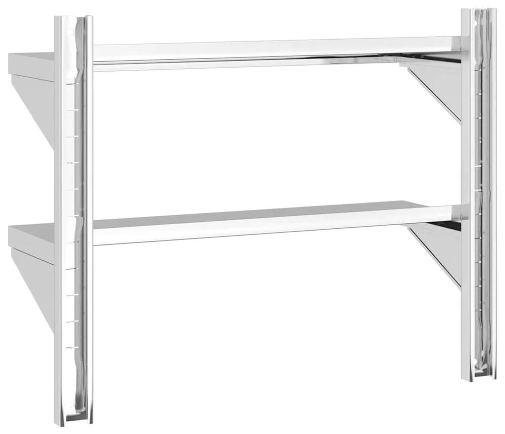 Estante parede 2 prateleiras 75x23,5x60 cm aço inoxidável prata