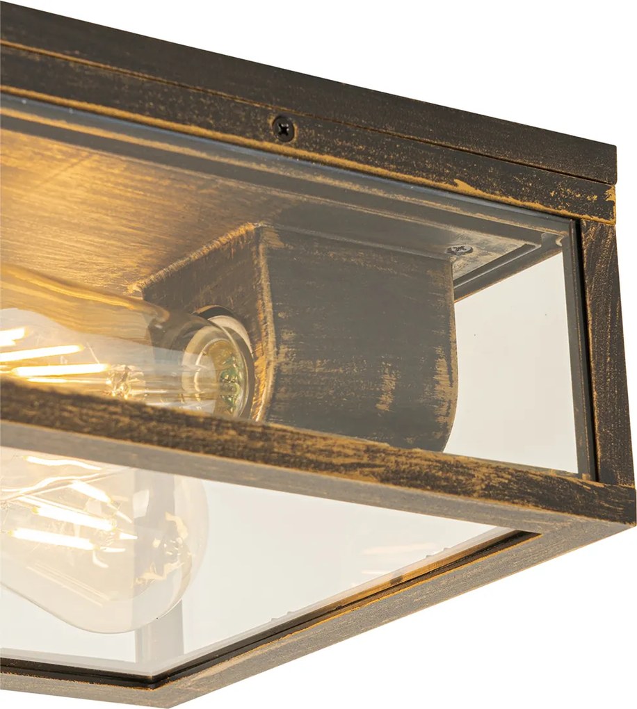 Candeeiro de teto vintage ouro antigo IP44 2 luzes - Charlois