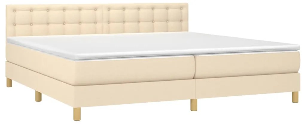 Cama com molas/colchão 200x200 cm tecido cor creme