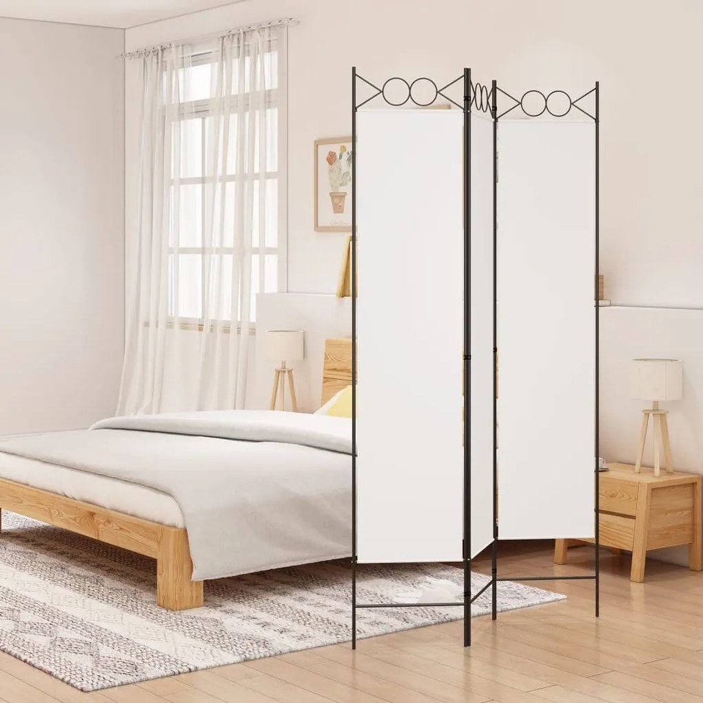 Biombo com 3 Painéis 120x200 cm Tecido Branco