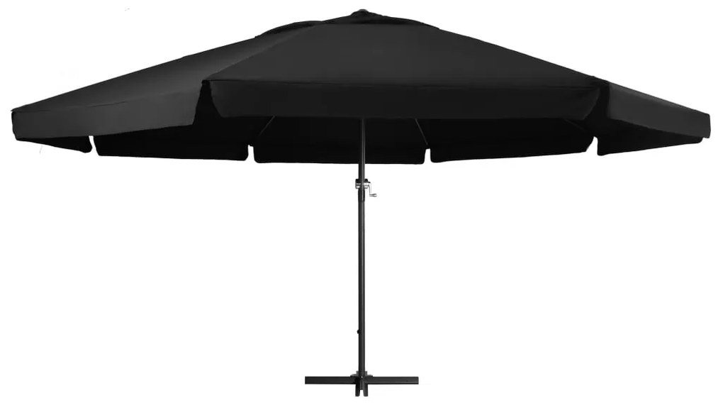 Guarda-sol de jardim com poste de alumínio 500 cm preto