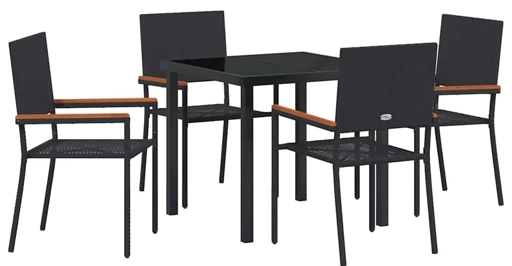 Conjunto de Jantar Jardim 5 Peças Preto em Rattan Sintético