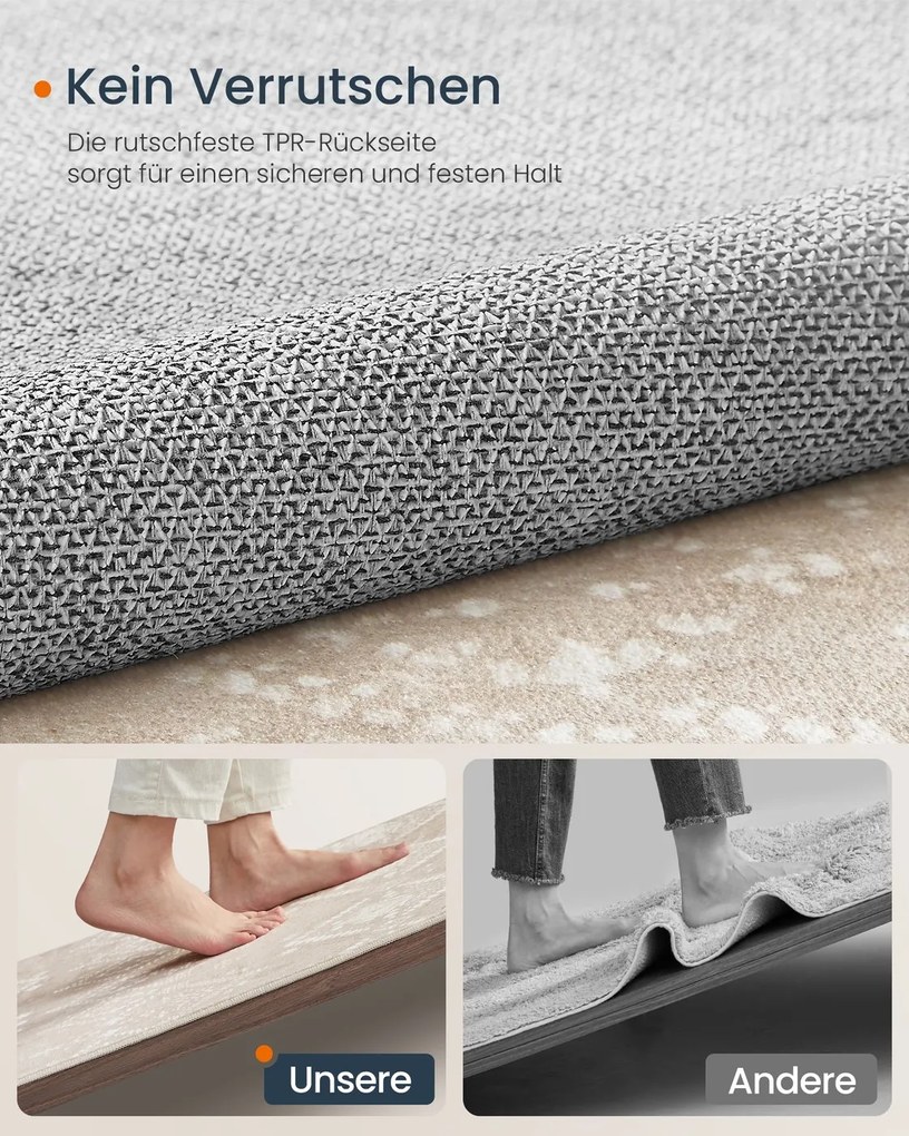 Tapete boho 120 x 170 cm elegante para uma decoração acolhedora da sala de estar bege cappuccino