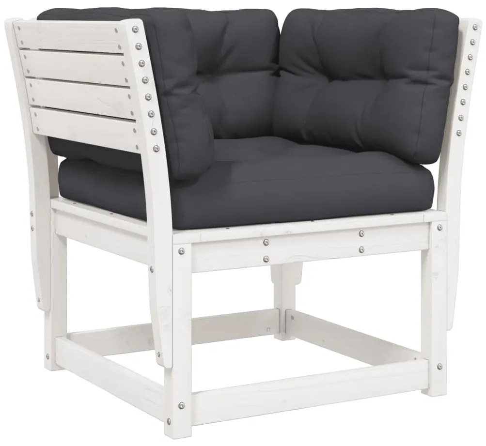 8 pcs conj. lounge de jardim c/ almofadões pinho maciço branco