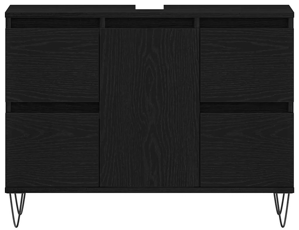 Gabinete de Pia de Banheiro vidaXL Carvalho Preto 80x33x60 cm Madeira