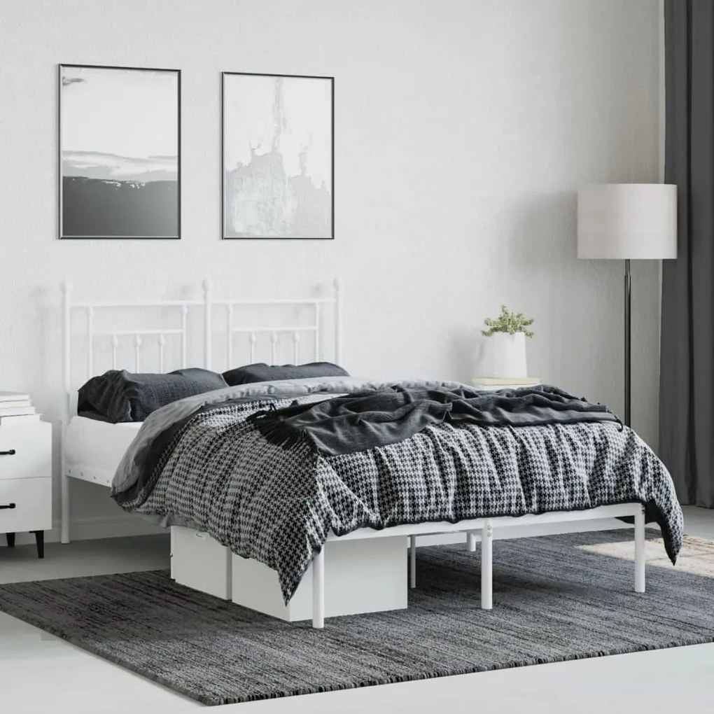 Estrutura de cama com cabeceira 120x190 cm metal branco