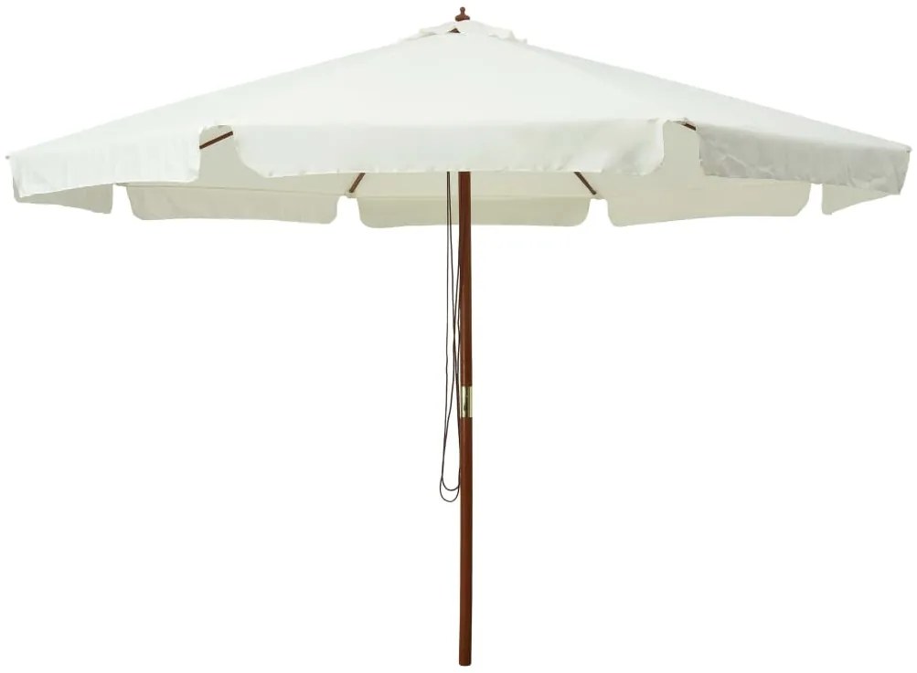 Guarda-sol de exterior com poste em madeira 330 cm branco areia