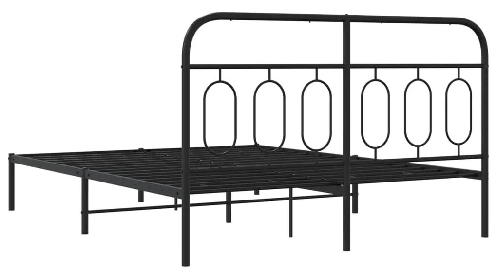 Estrutura de cama com cabeceira 140x190 cm metal preto