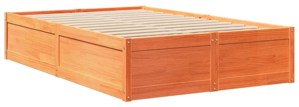 Cama sem colchão 135x190 cm madeira pinho maciça castanho-mel