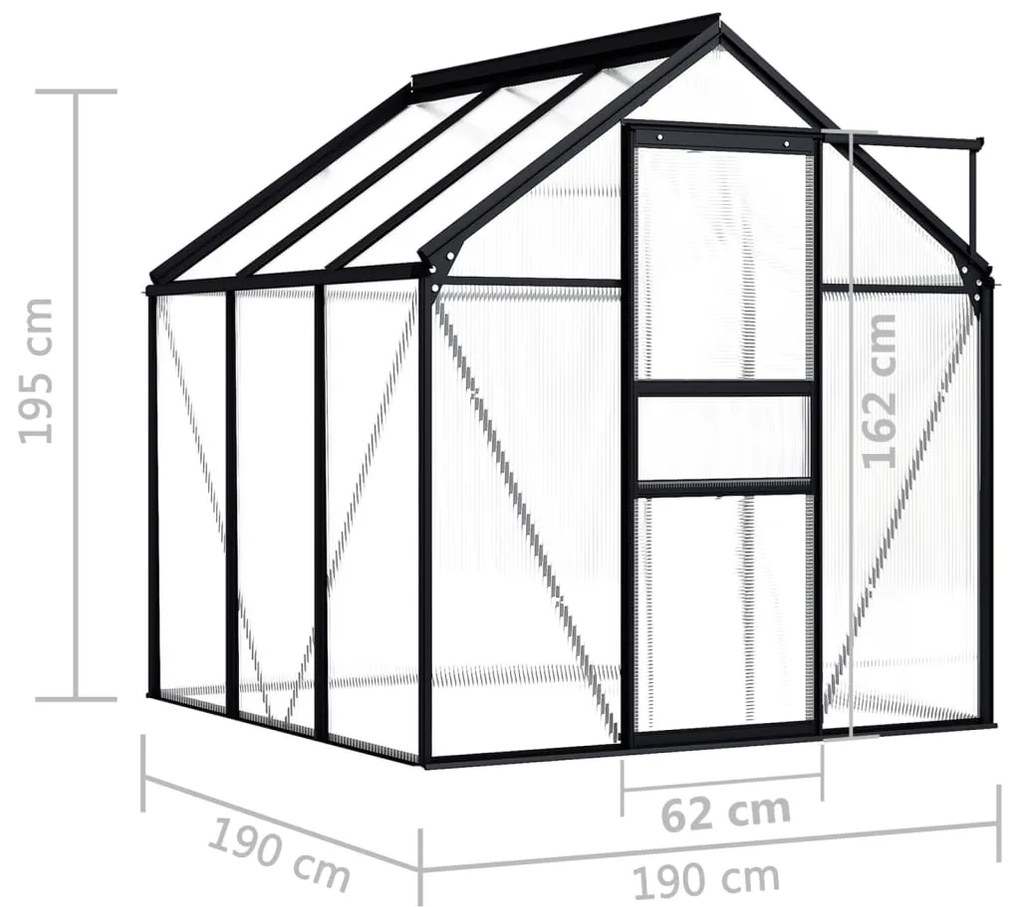 Estufa 3,61 m² alumínio antracite