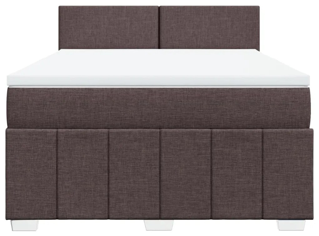 Cama com molas/colchão 140x200 cm tecido castanho-escuro