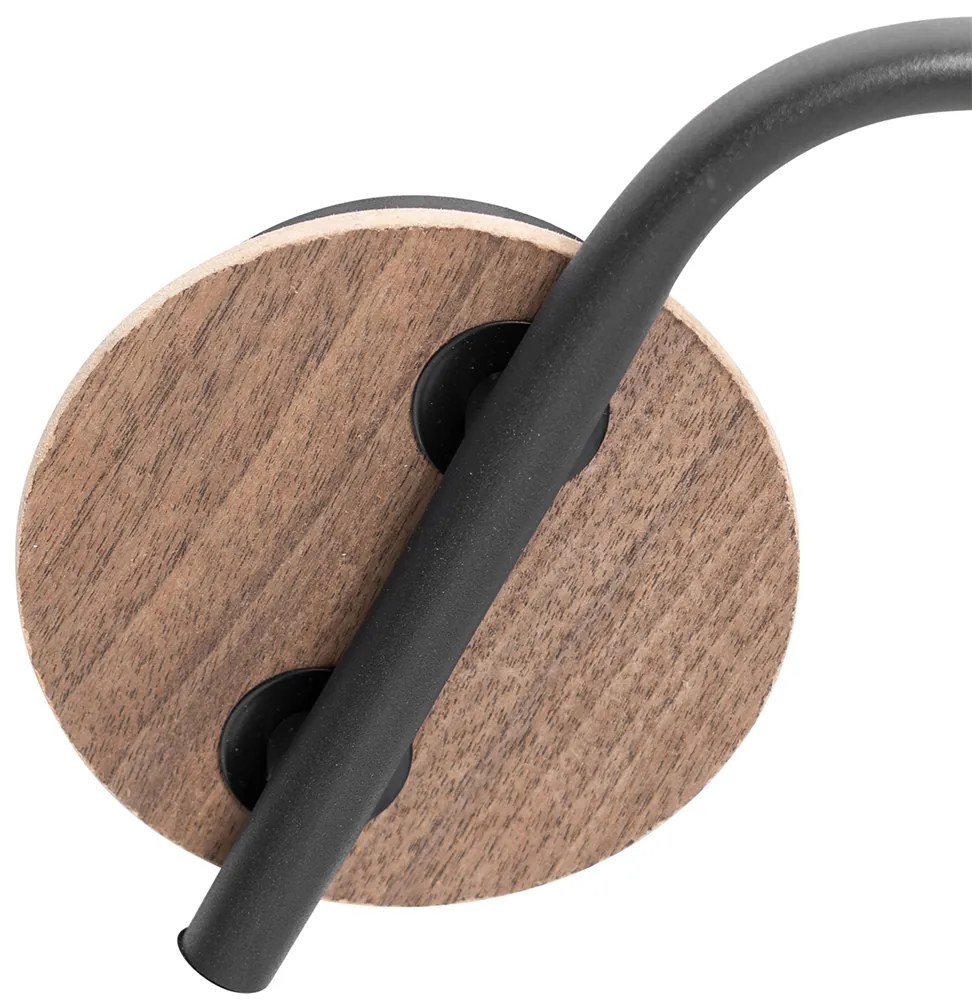 Candeeiro de teto preto 44,5 cm com vidro fumê e madeira 3 luzes - Vidro Moderno