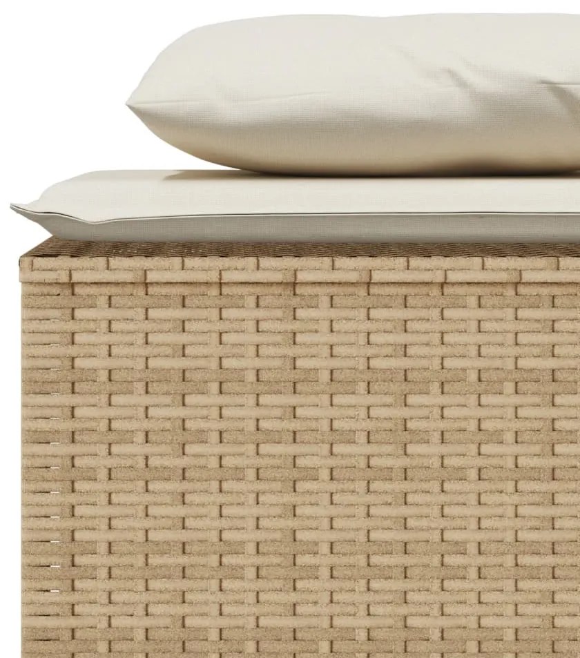 3 pcs conjunto de jantar p/ jardim com almofadões vime PE bege