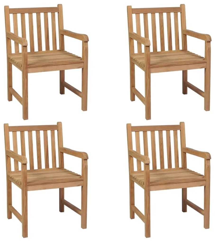 Cadeiras de jardim c/ almofadões cinzentos 4 pcs teca maciça