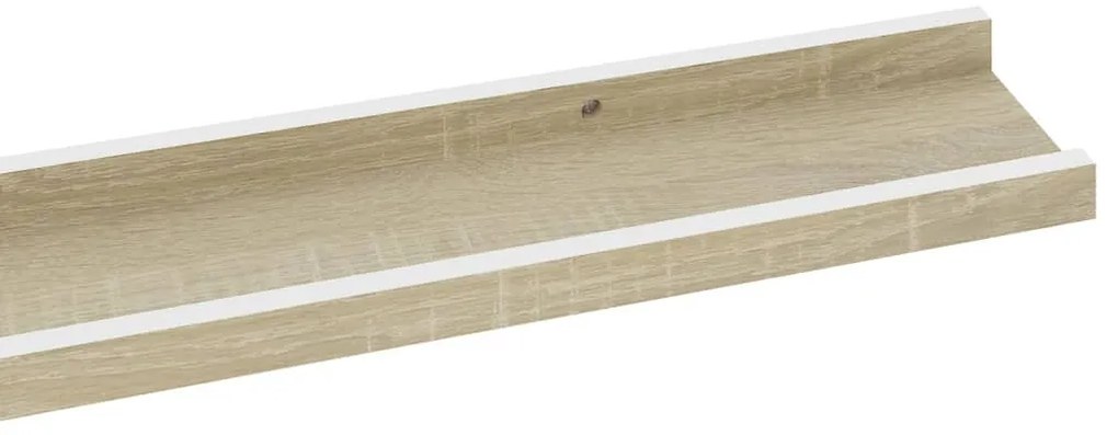 Prateleiras de parede 4 pcs 100x9x3 cm branco e carvalho sonoma