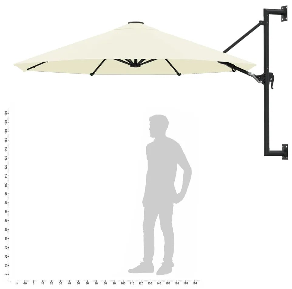 Guarda-sol de montar na parede com mastro metálico 300 cm areia
