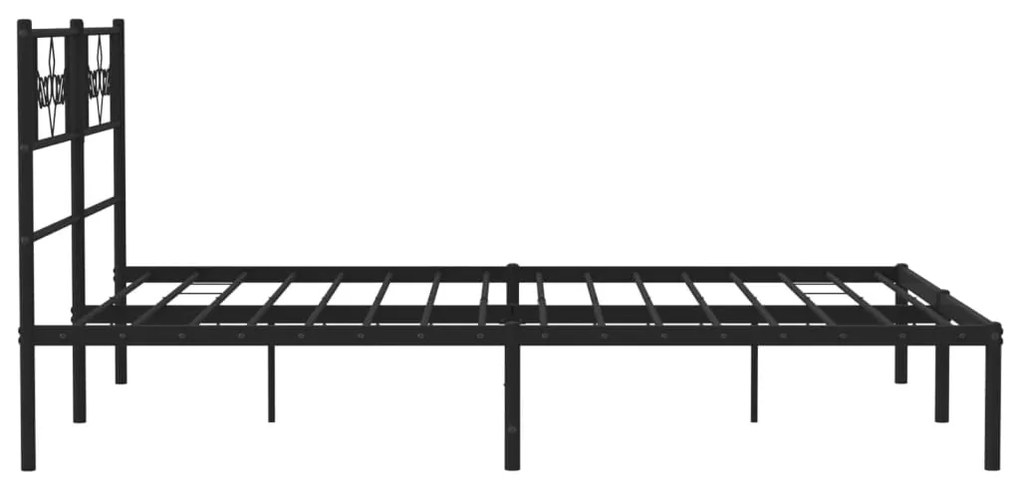 Estrutura de cama em metal com cabeceira 150x200 cm preto