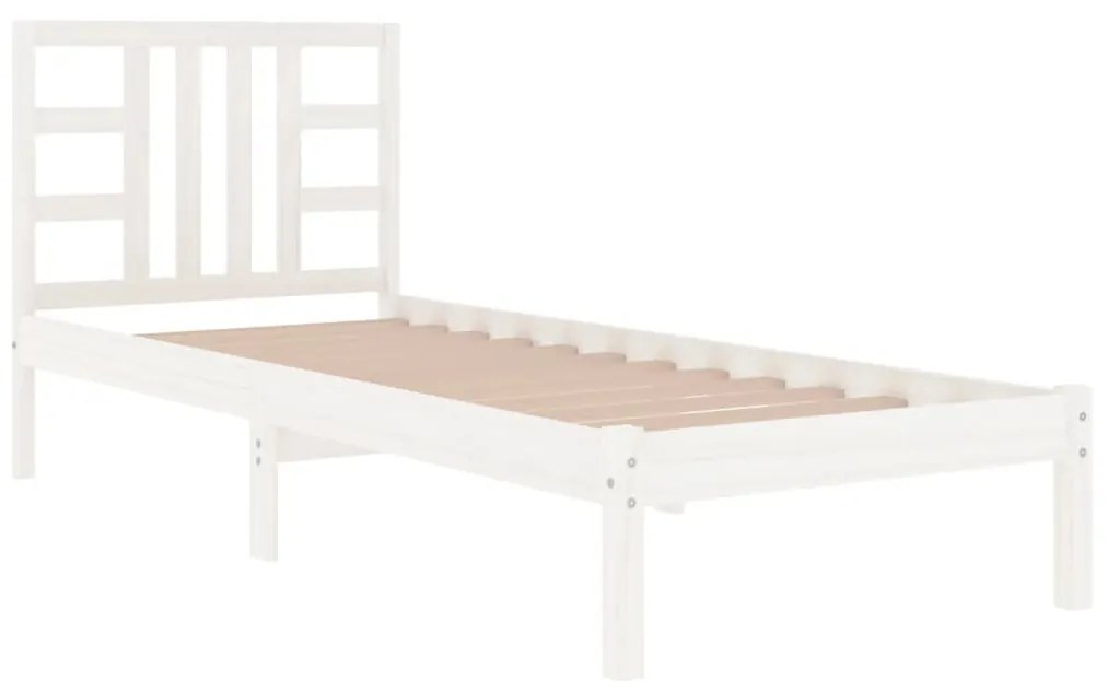 Estrutura cama de solteiro 90x190 cm madeira maciça branco